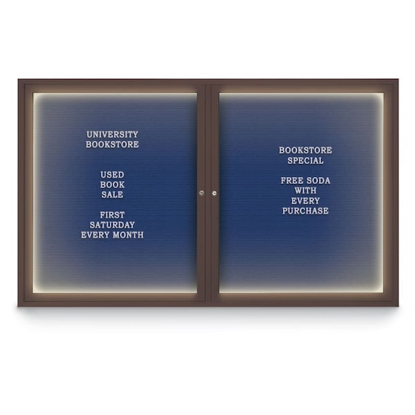 Indoor Enclosed Combo Board, 42"x32", Black Frame/Grey & Amethyst